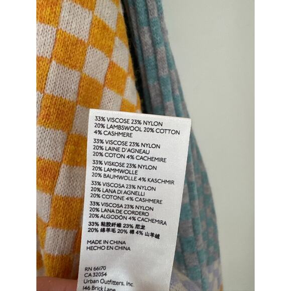 Free People Ready Set Go Printed Cardigan Multicolor Checkered Knit Sweater XL - Picture 6 of 6